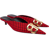 Balenciaga Iconic Checkered Cotton BB Knife Houndstooth Kitten Heels (36)