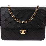 Chanel Quilted Lambskin Small 24K Gold Single Flap Shoulder Bag