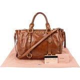 Miu Miu Brown Vitello Shine Leather Drawsting Satchel Handbag