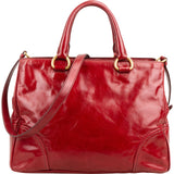 Prada Red Vitello Shine Leather Tote Handbag