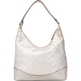 Gucci Silver Guccissima Leather Hobo Shoulder Bag - vintageandkickz