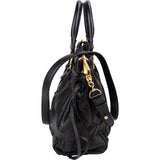 Miu Miu Vitello Lux Leather Gathered Tote Handbag