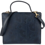 Christian Dior Navy Vintage Monogram Canvas Top Handle Handbag