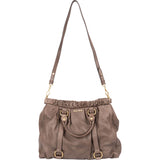Miu Miu Vitello Lux Leather Gathered Tote Shoulder Bag