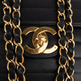 Chanel Horizontal Quilted Caviar Leather Jumbo 24K Gold Single Flap Crossbody Bag