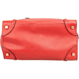 Céline Red Drummed Calfskin Luggage Handbag