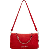 Miu Miu Red Suede Jeweled Chain Shoulder Crossbody Bag