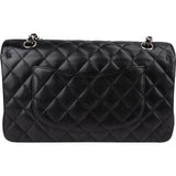 Chanel Quilted Caviar Leather Palladium Medium Double Flap Shoulder Bag