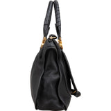 Chloé Black Grained Calfskin Marcie Satchel Handbag