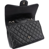Chanel Quilted Caviar Leather Palladium Jumbo Single Flap Crossbody Bag