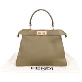 Fendi Olive Green Leather Medium Peekaboo Handbag