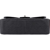 Chanel Quilted Caviar Leather Palladium Jumbo Double Flap Crossbody Bag