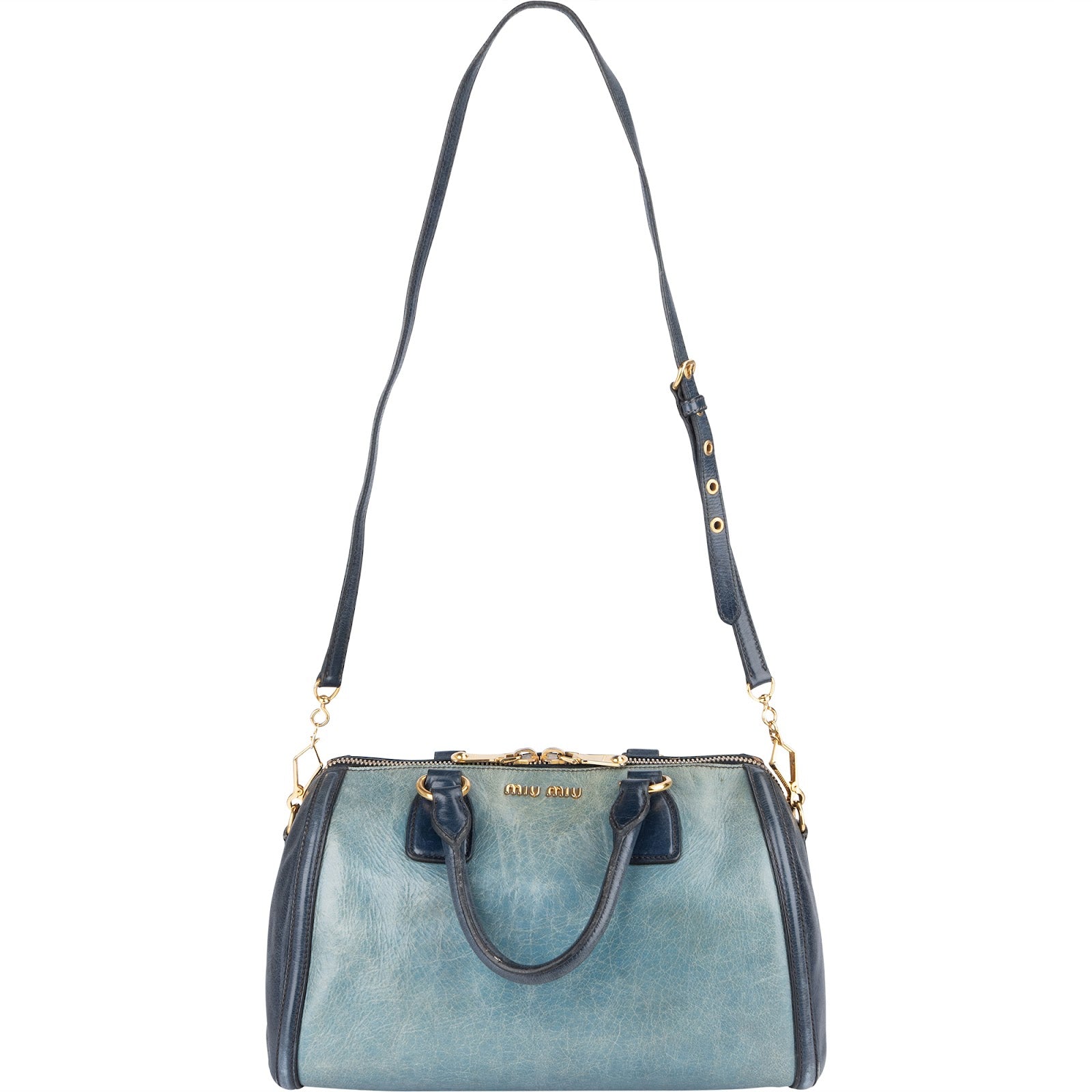 Miu Miu Vitello Lux Bicolor Bauletto Handbag - vintageandkickz