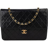 Chanel Quilted Lambskin 24K Gold Single Flap Shoulder Bag