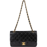 Chanel Quilted Lambskin 24K Gold Small Double Flap Crossbody Bag