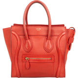 Céline Red Calf Leather Luggage Handbag