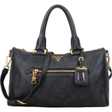 Prada Black Leather Vitello Daino Handbag