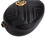 Gucci Black Matelassé Leather GG Marmont Crossbody Belt Bag