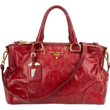 Prada Vitello Antic Leather Bauletto Handbag