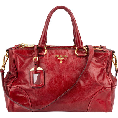 Prada Vitello Antic Leather Bauletto Handbag