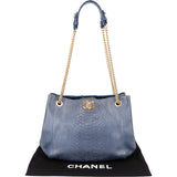 Chanel Bleu Python CC Shopping Tote Shoulder Bag