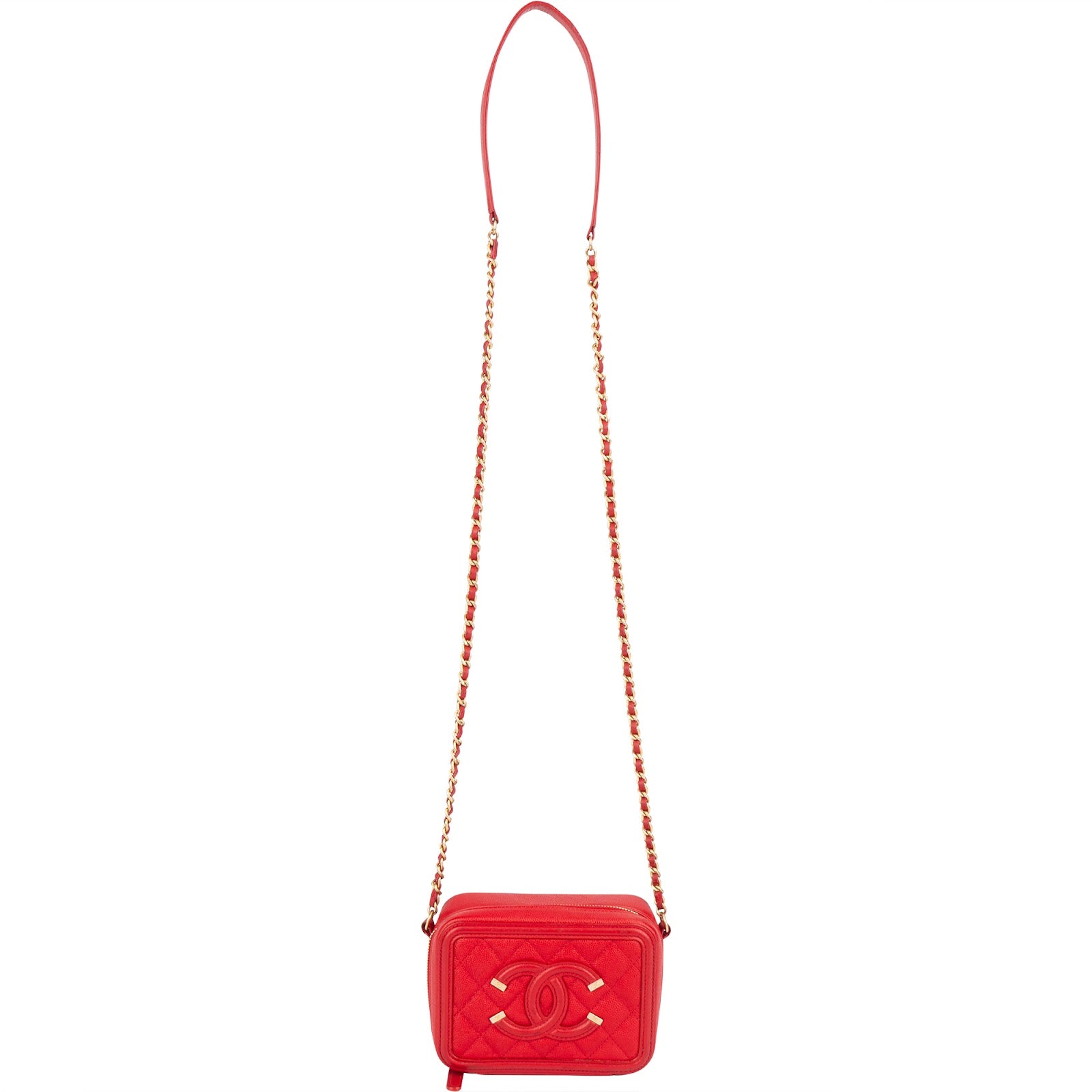 Chanel Quilted Caviar Leather Small Filigree Vanity Case Crossbody - vintageandkickz