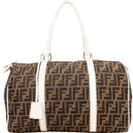 Fendi Monogram Zucca Canvas Boston Bag Handbag - vintageandkickz