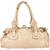 Chloé Beige Metallic Leather Studded Paddington Shoulder Bag