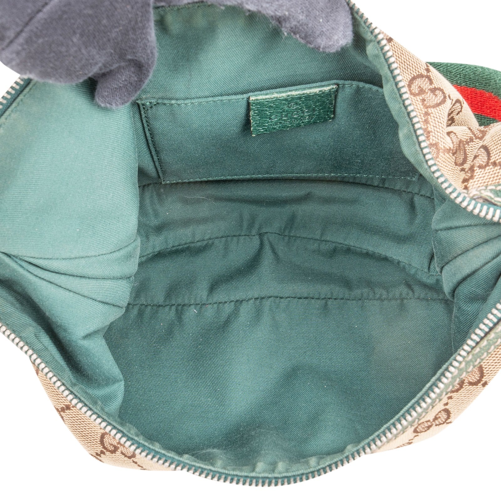 [🔄️B09 / F12] Gucci Monogram GG Canvas Web Pochette Shoulder Bag - vintageandkickz