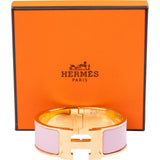 Hermès Gold Tone Rose Nacarat Clic Clac GM H Bracelet