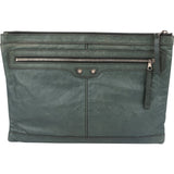 Balenciaga Classic Green Leather Arena Clutch