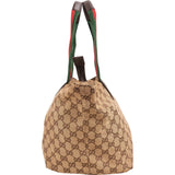 Gucci Monogram GG Canvas Web Tote Shoulder Bag
