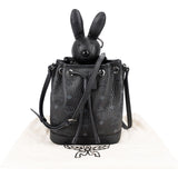 MCM Monogram Visetos Rabbit Drawstring Small Bucket Crossbody Bag