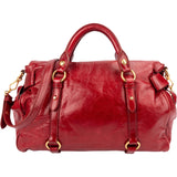 Miu Miu Red Vitello Lux Leather Bow Satchel Handbag