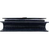 Saint Laurent Navy Exotic Croc-Embossed Sunset Top Handle Crossbody Bag