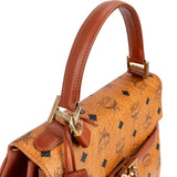 MCM Brown Leather Visetos Kelly Style Top Handle Handbag