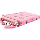 MCM Pink Monogram Visetos Small Zip Around Organiser Wallet