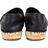 Chanel Black Leather Quilted Lambskin Espadrilles Shoes (40)