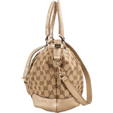 Gucci Monogram GG Canvas Metallic Leather Sukey Handbag