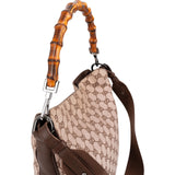 Gucci Monogram GG Canvas Bamboo Hobo Shoulder Bag