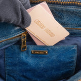 Miu Miu Blue Vitello Shine Leather Satchel Handbag