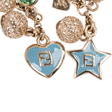 Fendi Gold Tone Mismatched Star & Heart Charm Crystal Dangle Earrings