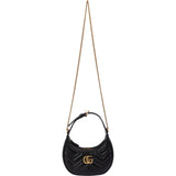 Gucci Matelassé Leather GG Marmont Half-Moon Mini Crossbody Shoulder Bag