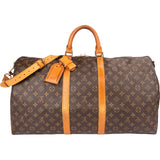 Louis Vuitton Monogram Canvas Keepall 55 Bandoulière Travel Bag