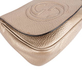 Gucci Pebbled Metallic Leather Soho Mini Saddle Chain Crossbody Bag