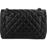 Chanel Quilted Lambskin Palladium Jumbo Double Flap Crossbody Bag