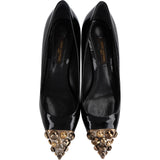 Louis Vuitton Black Patent Leather Studded Cap Toe Kitten Heel Pumps (35)