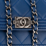 Chanel Quilted Lambskin Palladium Boy Wallet On Chain Crossbody Bag
