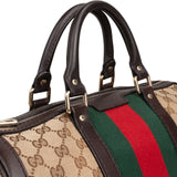 Gucci Monogram GG Canvas  Web Boston Bag Handbag