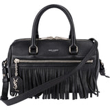 Yves Saint Laurent Black Leather Classic Baby Duffle Fringe Crossbody Bag